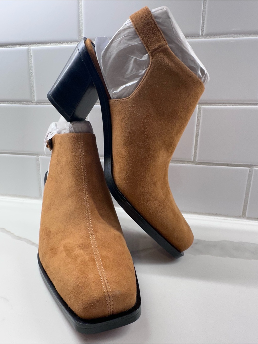 Franco Sarto Women's Isadora Slingback Block Heel Boots - Tan